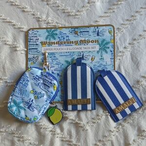 Wandering Moon Amalfi Coast Travel Set | NWT Pouch & 2 Luggage Tags